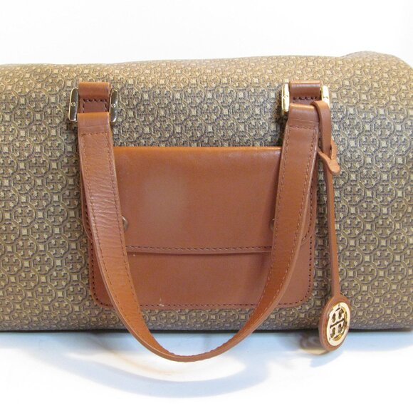 Tory Burch Doctors Satchel Bag, Logo Monogram with Leather Trim - Picture 1 of 5